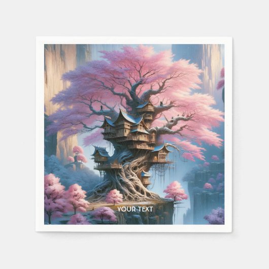 Fantasy Niedlich Alte Sakura Tree Serviette (Vorderseite)