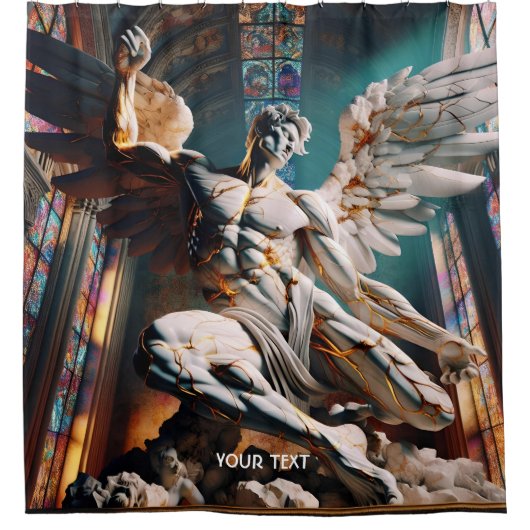 Fantasy Niedlich Angel Marble Church Duschvorhang (Vorderseite)