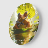 Fantasy Niedlich Angry Frosch Leaf Große Wanduhr (Winkel)