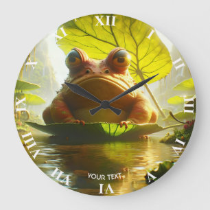 Fantasy Niedlich Angry Frosch Leaf Große Wanduhr