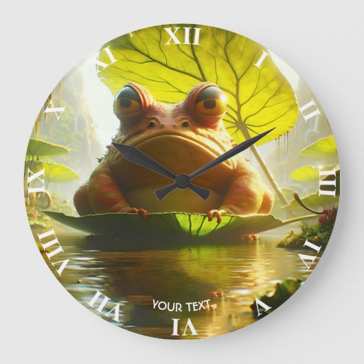 Fantasy Niedlich Angry Frosch Leaf Große Wanduhr (Vorderseite)