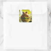 Fantasy Niedlich Angry Frosch Leaf Quadratischer Aufkleber (Tasche)