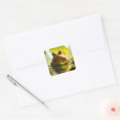 Fantasy Niedlich Angry Frosch Leaf Quadratischer Aufkleber (Umschlag)