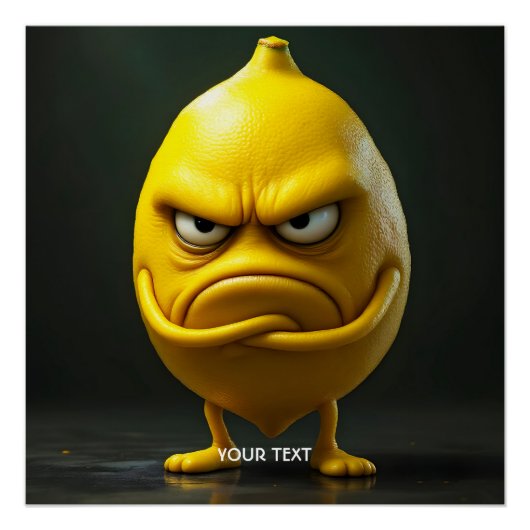 Fantasy Niedlich Angry Looking Lemon Poster (Vorderseite)