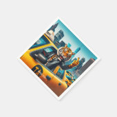 Fantasy Niedlich Angry Tiger Taxi Serviette (Ecke)