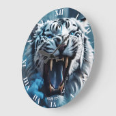Fantasy Niedlich Angry White Tiger Große Wanduhr (Winkel)