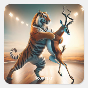 Fantasy Niedlich Antelope Tiger Tango Quadratischer Aufkleber