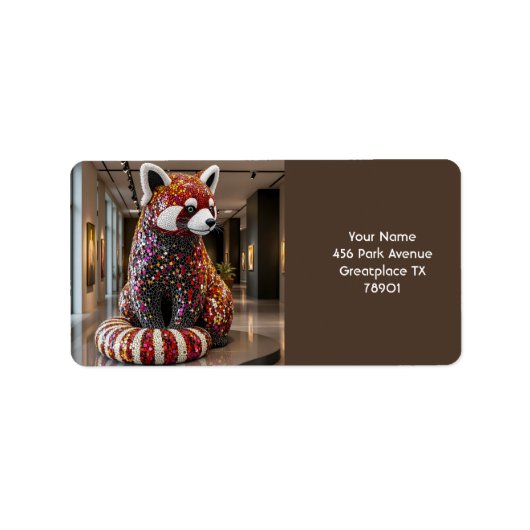 Fantasy Niedlich Art Deco Panda Adressaufkleber (Vorne)