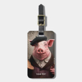 Fantasy Niedlich Artist Painter Pig Gepäckanhänger (Vorderseite vertikal)