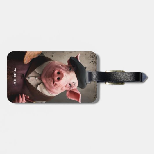 Fantasy Niedlich Artist Painter Pig Gepäckanhänger (Rückseite horizontal)
