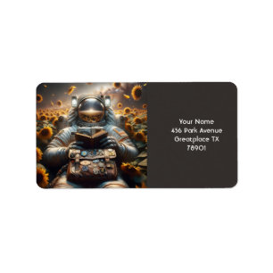 Fantasy Niedlich Astronaut Buch Blume Adressaufkleber