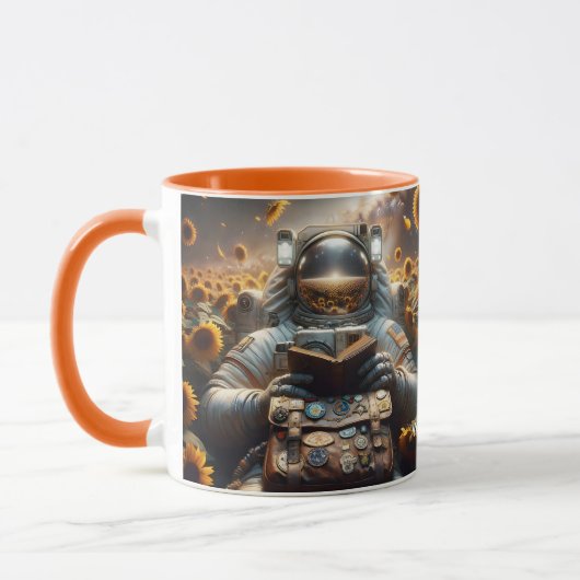 Fantasy Niedlich Astronaut Buch Blume Tasse (Links)