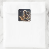 Fantasy Niedlich Astronaut Map Space Quadratischer Aufkleber (Tasche)