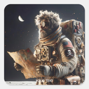 Fantasy Niedlich Astronaut Map Space Quadratischer Aufkleber