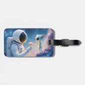 Fantasy Niedlich Astronaut Space Blume Gepäckanhänger (Rückseite horizontal)