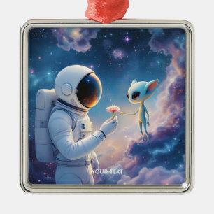 Fantasy Niedlich Astronaut Space Blume Ornament Aus Metall