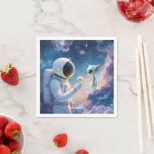 Fantasy Niedlich Astronaut Space Blume Serviette (Beispiel)