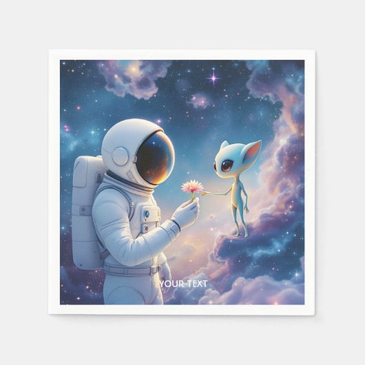 Fantasy Niedlich Astronaut Space Blume Serviette (Vorderseite)