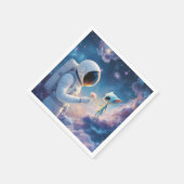 Fantasy Niedlich Astronaut Space Blume Serviette (Ecke)