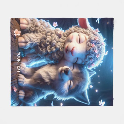 Fantasy Niedlich Babies Sheep Wolf Fleecedecke (Vorderseite (Horizontal))