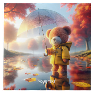 Fantasy Niedlich Baby Bear Umbrella Fliese