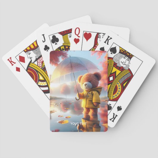 Fantasy Niedlich Baby Bear Umbrella Spielkarten (Rückseite)