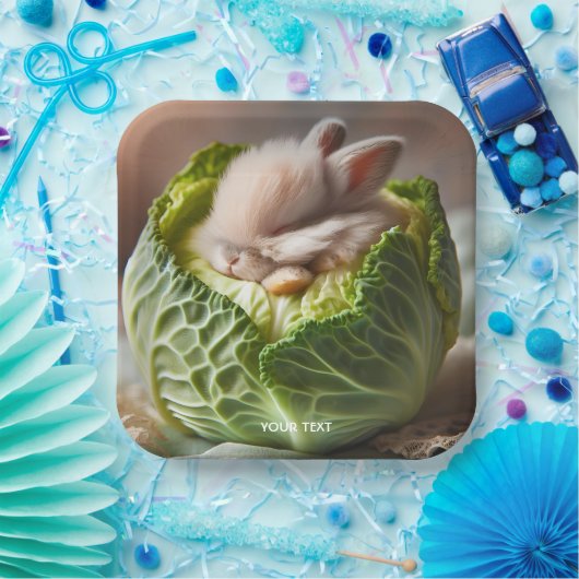 Fantasy Niedlich Baby Bunny Cabbage Pappteller (Party)