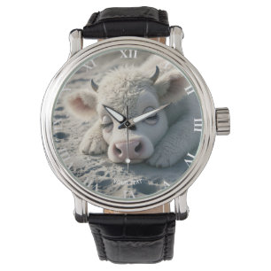 Fantasy Niedlich Baby Cow Schlafen Armbanduhr