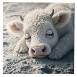 Fantasy Niedlich Baby Cow Schlafen Fliese