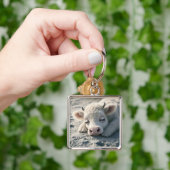 Fantasy Niedlich Baby Cow Schlafen Schlüsselanhänger (Hand)