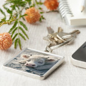 Fantasy Niedlich Baby Cow Schlafen Schlüsselanhänger (Seite)