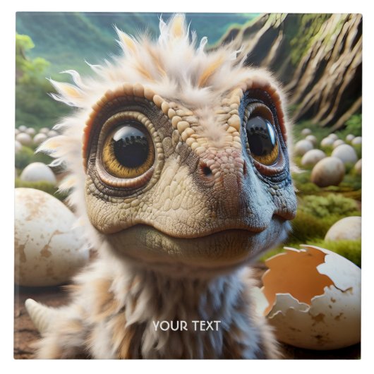 Fantasy Niedlich Baby Dino Jungle Fliese (Vorderseite)