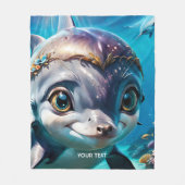 Fantasy Niedlich Baby Dolphin Blume Fleecedecke (Vorderseite)