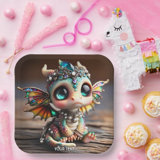 Fantasy Niedlich Baby Dragon Glass Pappteller (Party)