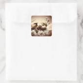 Fantasy Niedlich Baby Dragon Sleeping Quadratischer Aufkleber (Tasche)