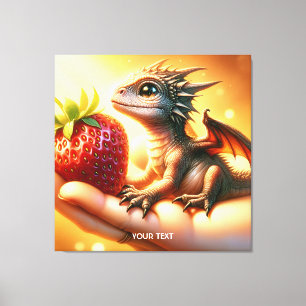 Fantasy Niedlich Baby Dragon Strawberry Leinwanddruck