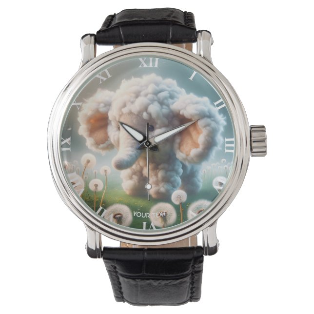 Fantasy Niedlich Baby Elephant Blume Armbanduhr (Vorderseite)