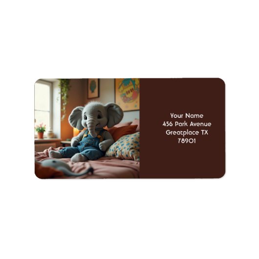 Fantasy Niedlich Baby Elephant Jeans Adressaufkleber (Vorne)