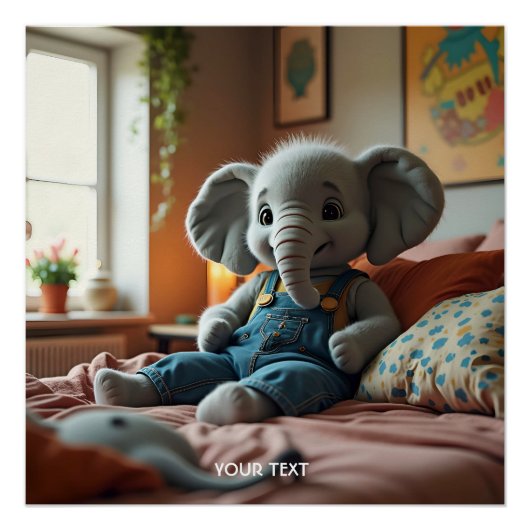 Fantasy Niedlich Baby Elephant Jeans Poster (Vorderseite)