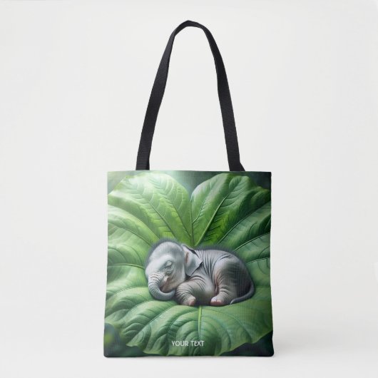 Fantasy Niedlich Baby Elephant Leaf Tasche (Vorderseite)