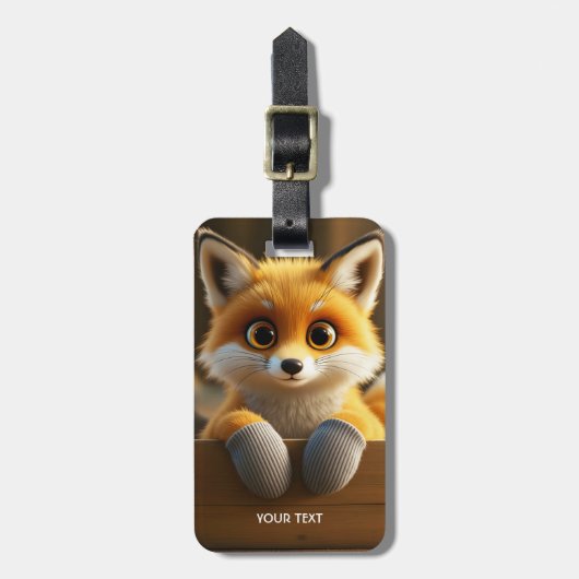 Fantasy Niedlich Baby Fox Box Gepäckanhänger (Vorderseite vertikal)