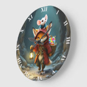 Fantasy Niedlich Baby Fox Mouse Große Wanduhr (Winkel)