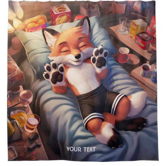 Fantasy Niedlich Baby Fox Schlafen Duschvorhang (Vorderseite)