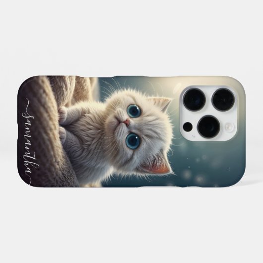 Fantasy Niedlich Baby Kitty Cat Lover's Personalis iPhone Hülle (Rückseite (Horizontal))
