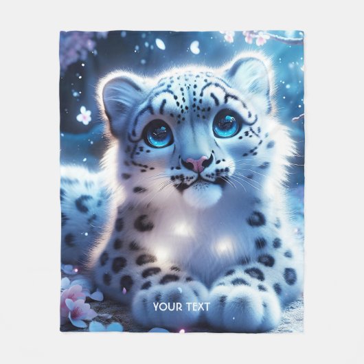 Fantasy Niedlich Baby Snow Leopard Fleecedecke (Vorderseite)
