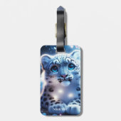 Fantasy Niedlich Baby Snow Leopard Gepäckanhänger (Rückseite vertikal)