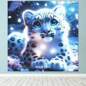 Fantasy Niedlich Baby Snow Leopard Leinwanddruck (Insitu (Holzboden))