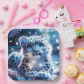 Fantasy Niedlich Baby Snow Leopard Pappteller (Party)