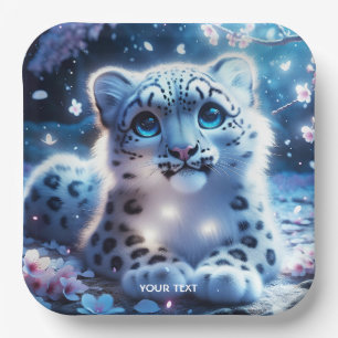 Fantasy Niedlich Baby Snow Leopard Pappteller