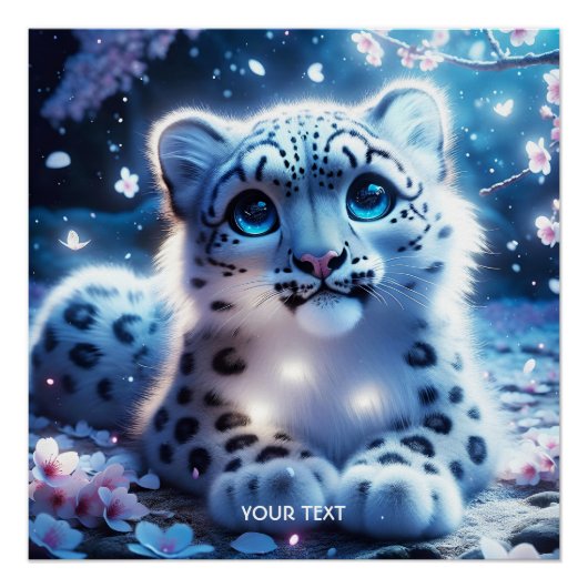 Fantasy Niedlich Baby Snow Leopard Poster (Vorderseite)